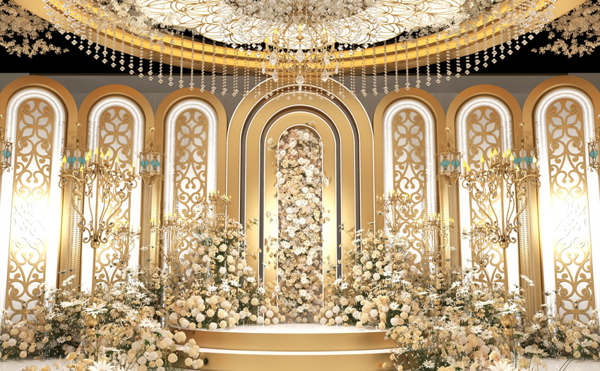 泗洪香槟色调婚礼堂效果展示